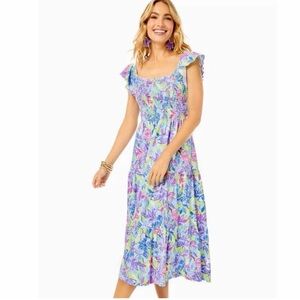 Lilly Pulitzer Vibrant Floral Midi Dress